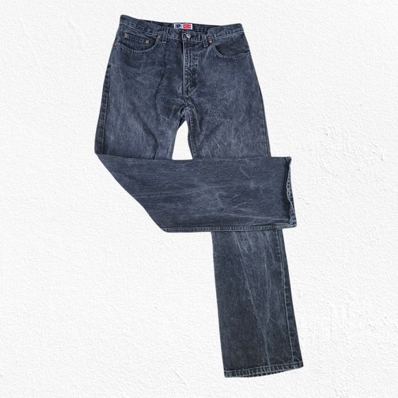 Y2K Arizona Washed Black High Waisted Workwear Flare Bootcut Jeans Size 36 x 36 - Picture 1 of 8